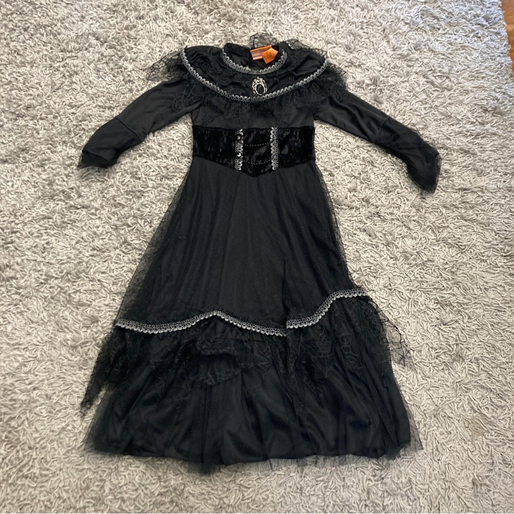 Spooked Goth Lace Long Sleeve Wednesday Addams Dress